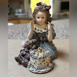 Yesterday’s Child collection Charming Figurine with Blue Dress and Floral Accent
